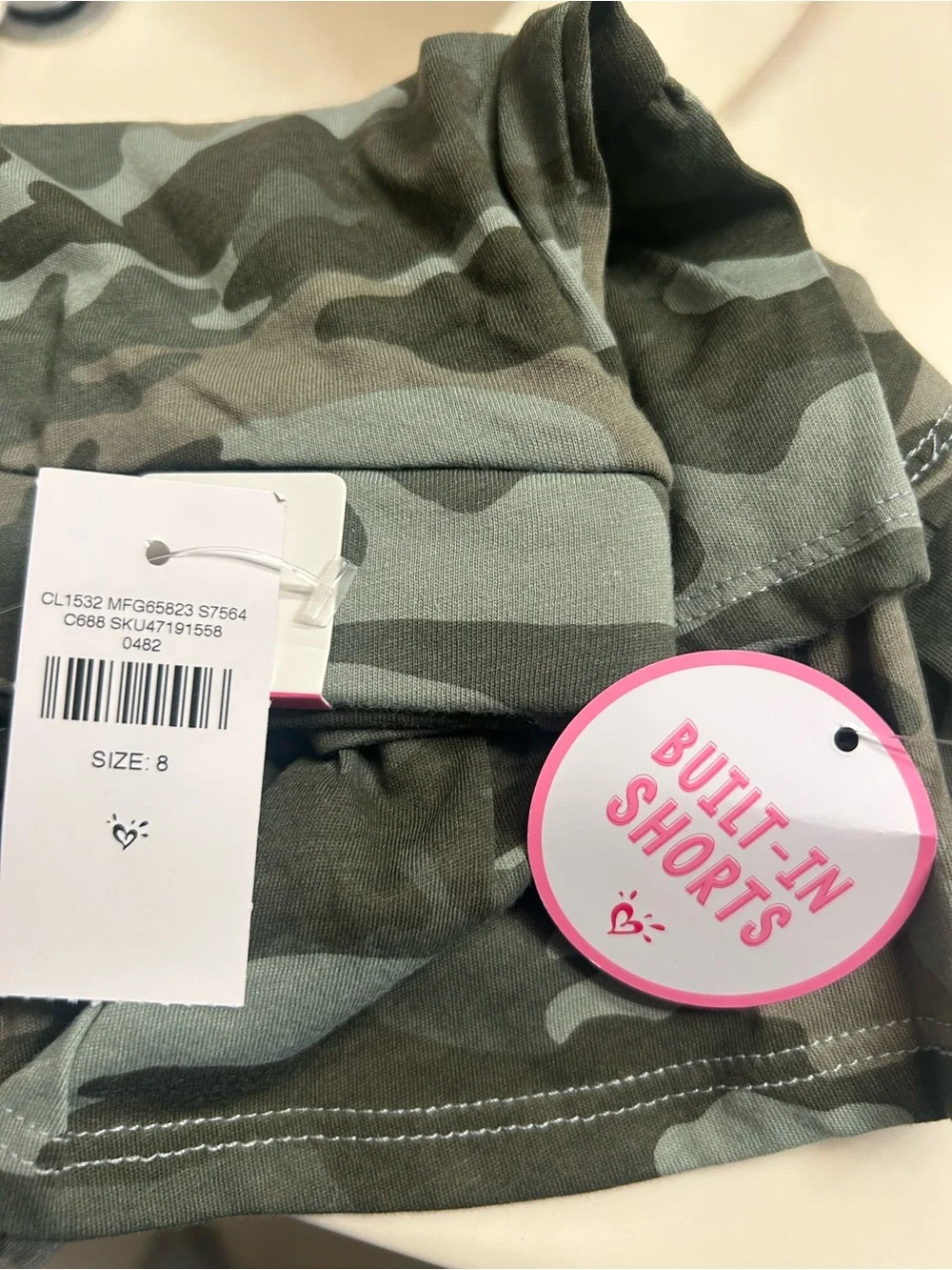 NWT-Girls Justice Girls Camo Tiered Skort in Green and Olive
